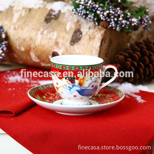 210CC New Bone China Christmas Tea Cup and Saucer Set